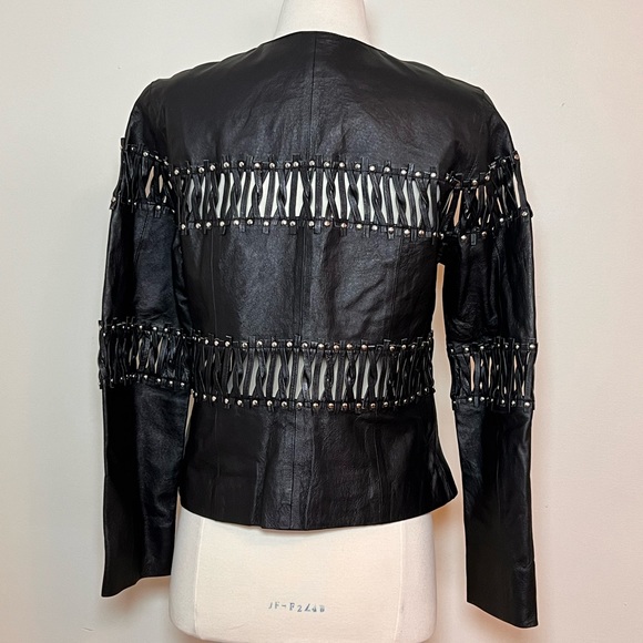 SOLD 3/9 Pamela McCoy Black Leather Moto Jacket, Size Small - Picture 13 of 15
